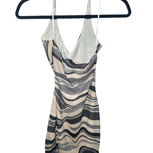 Princess Polly After Midnight Mini Dress Slim Fit Halter V Neck Ruched Front - Picture 2 of 4